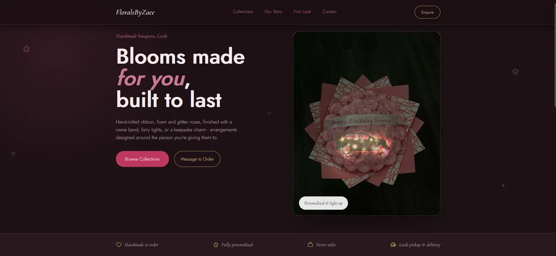 Preview of the FloralsByZaee website
